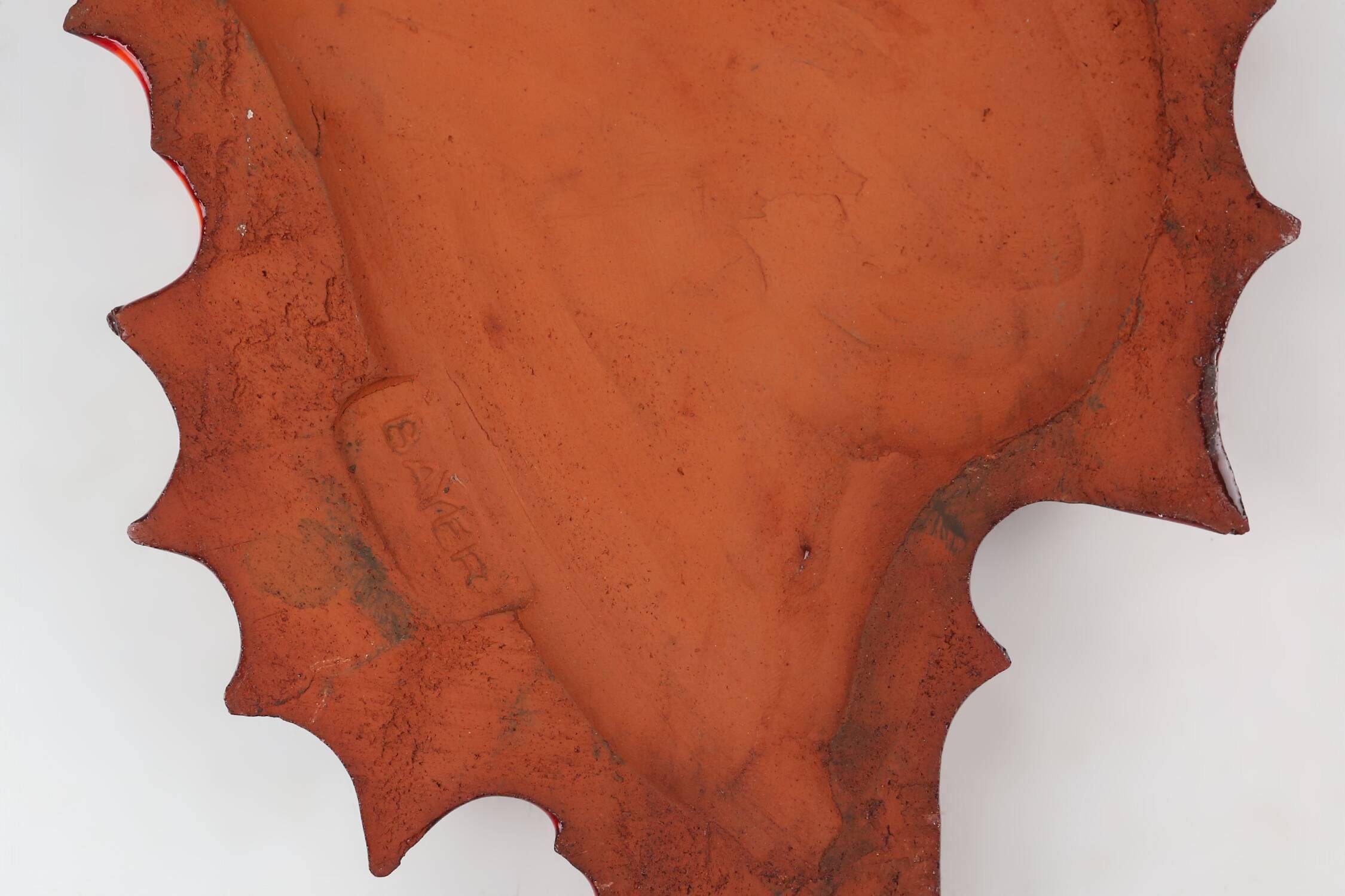 Belgian ceramic red Seahorse Plaque by André Bayer, 1960s