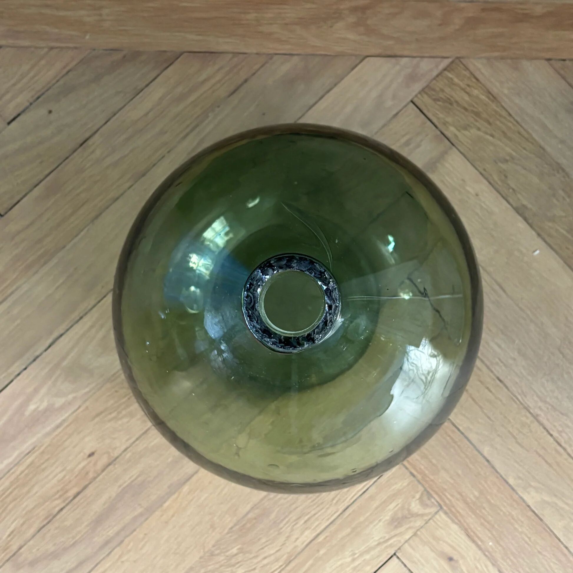 Antique green glass carafe