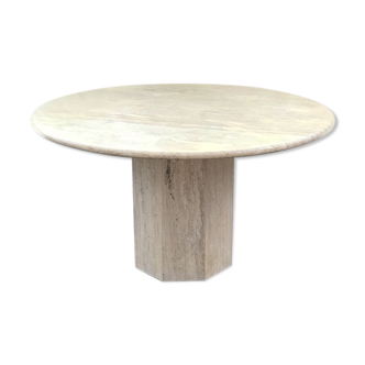 Italian travertine dining table with octagonal base 1970s