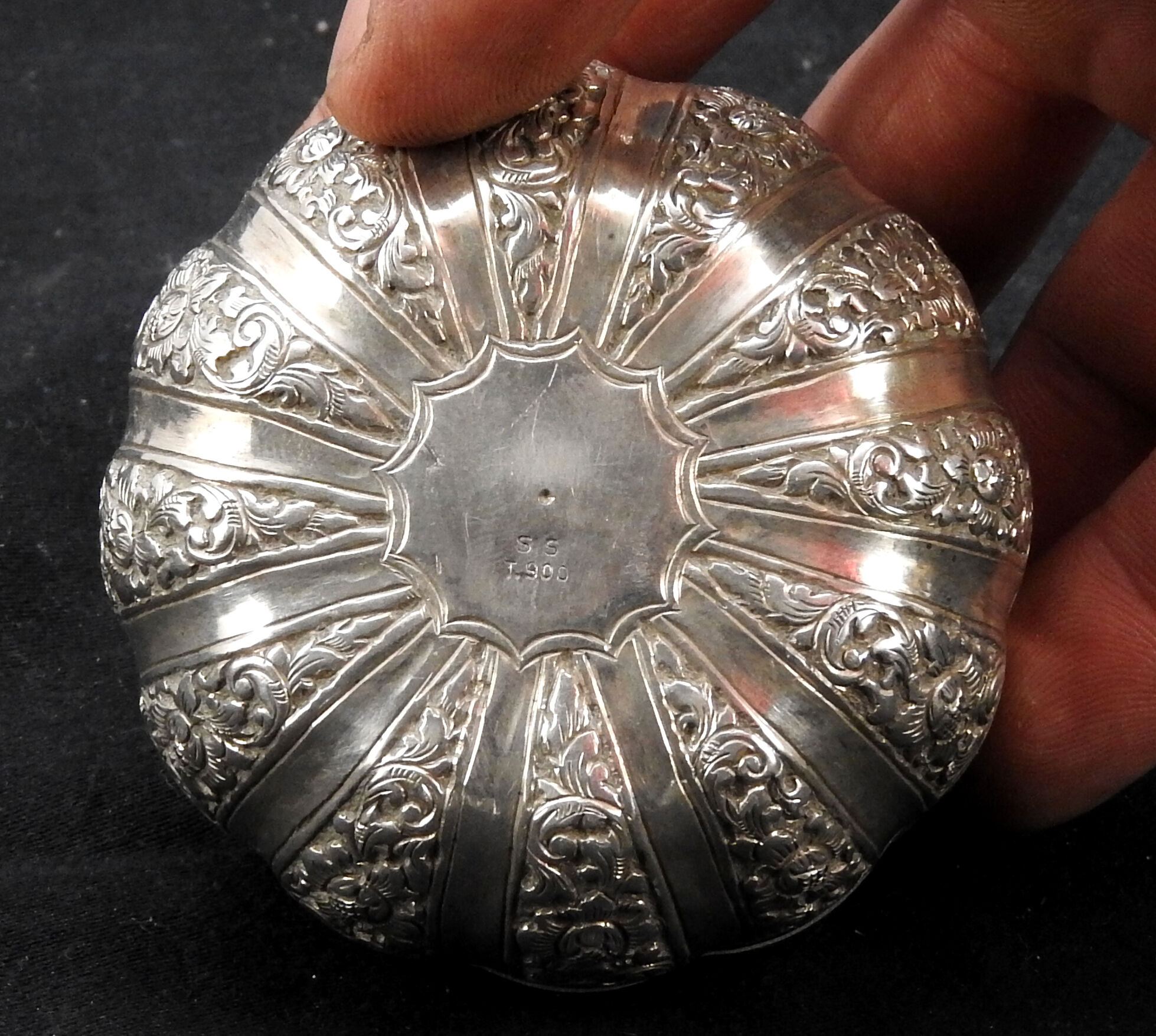 German silver box shaped like pumpkin