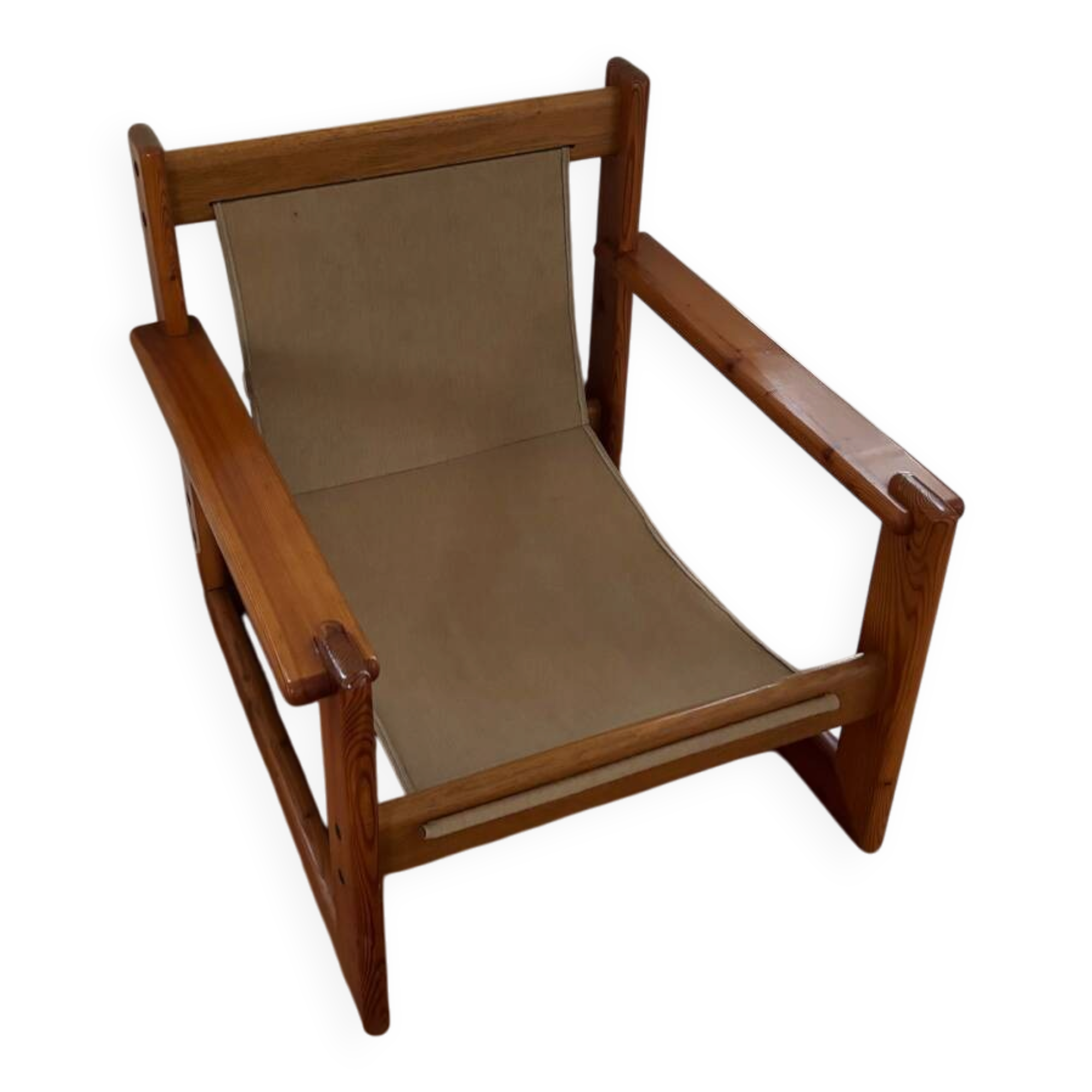 Fauteuil en Pin dans le goût d'Afra et Tobia Scarpa, 1970s