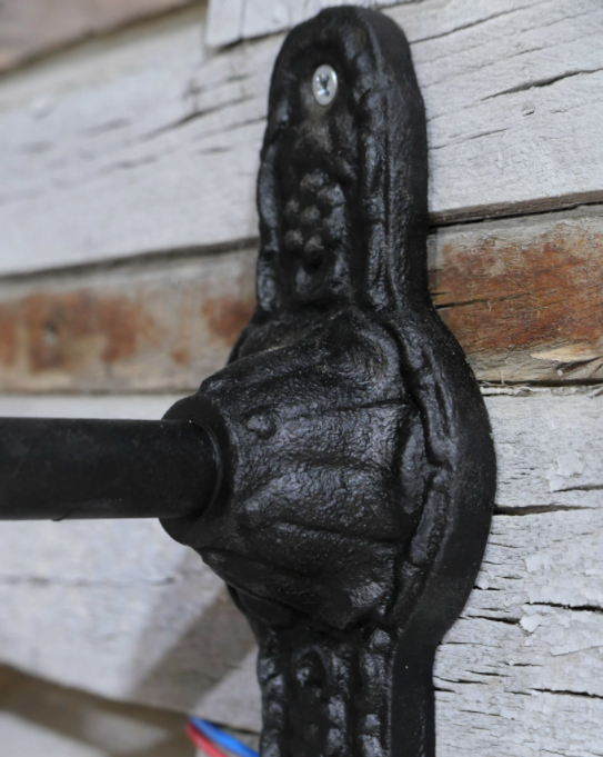 Black gooseneck courtyard wall lamp