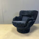 Blue velvet lounge chair 'Karate' by Michel Cadestin, France 1970s