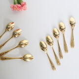 Service of 9 small golden spoons, vintage