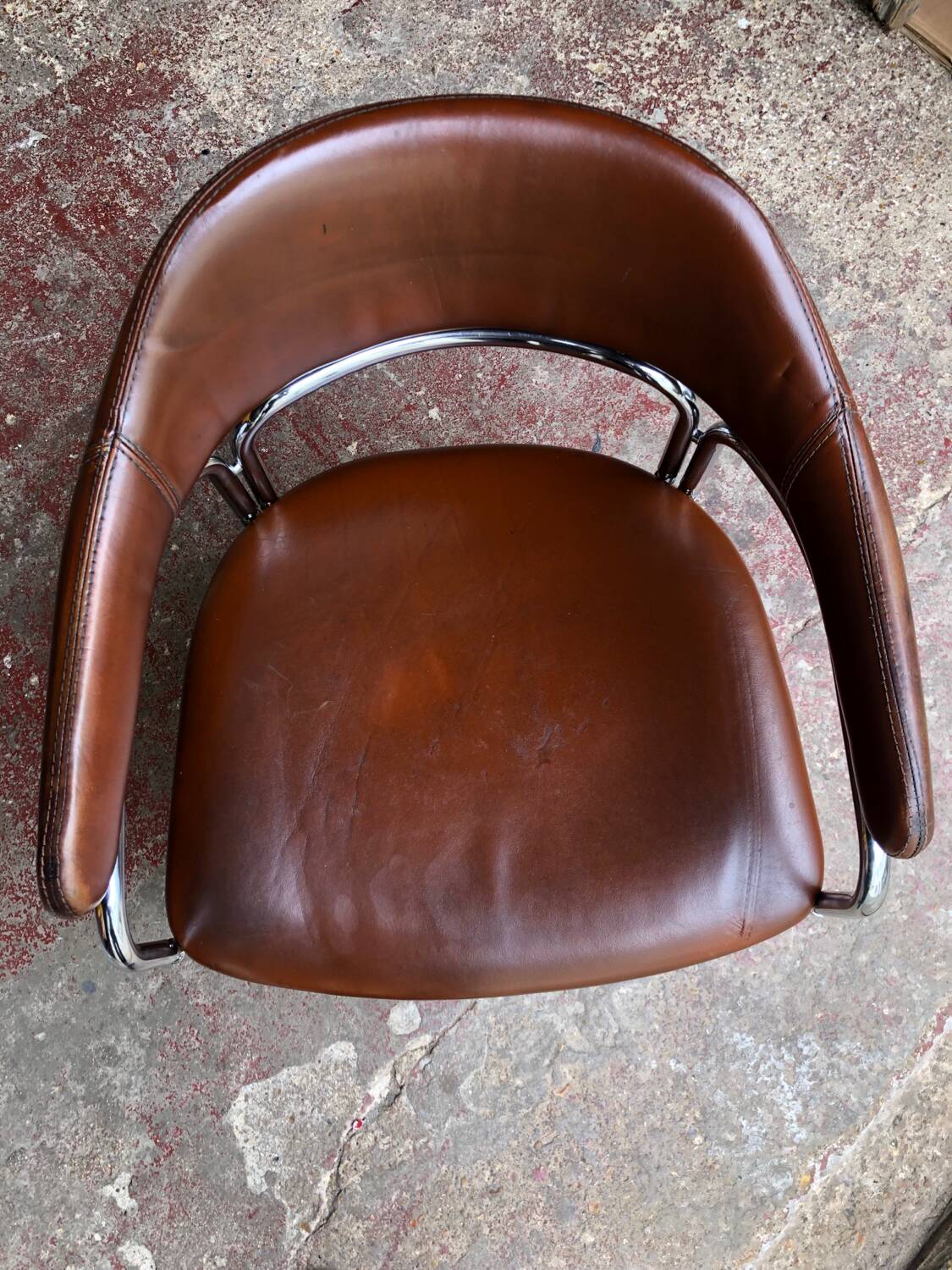 Vintage leather and chrome chair circa 1970