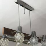 Vintage brown glass ceiling light in Kalmar style, 1960s, large diameter 75 cm.