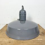 Industrial Grey Enamel Factory Pendant Lamp, 1960s