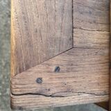 Solid oak farmhouse table, one drawer, vintage, early 20th century.