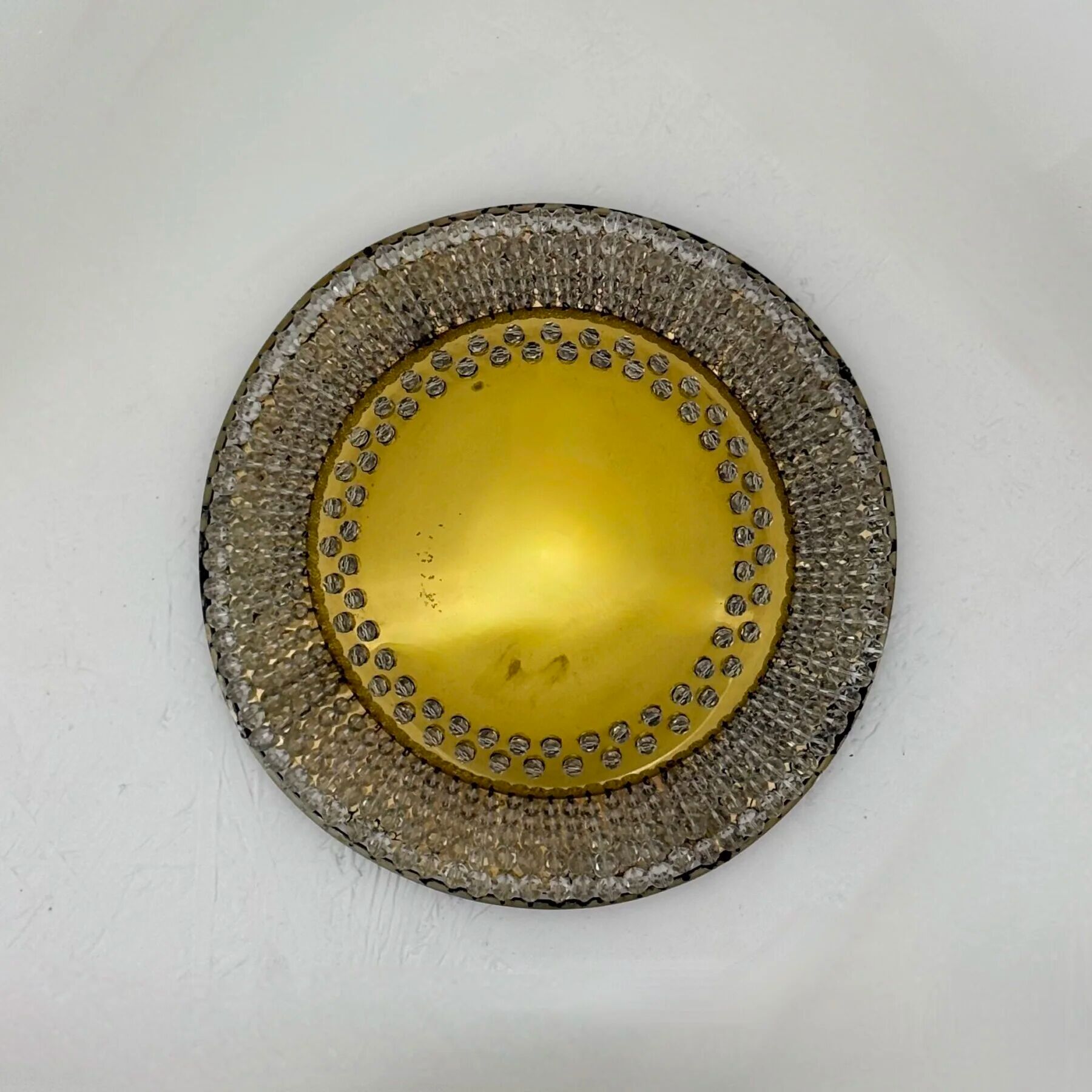 Unique modernist design crystal glass and brass wall light, Austria 1950s