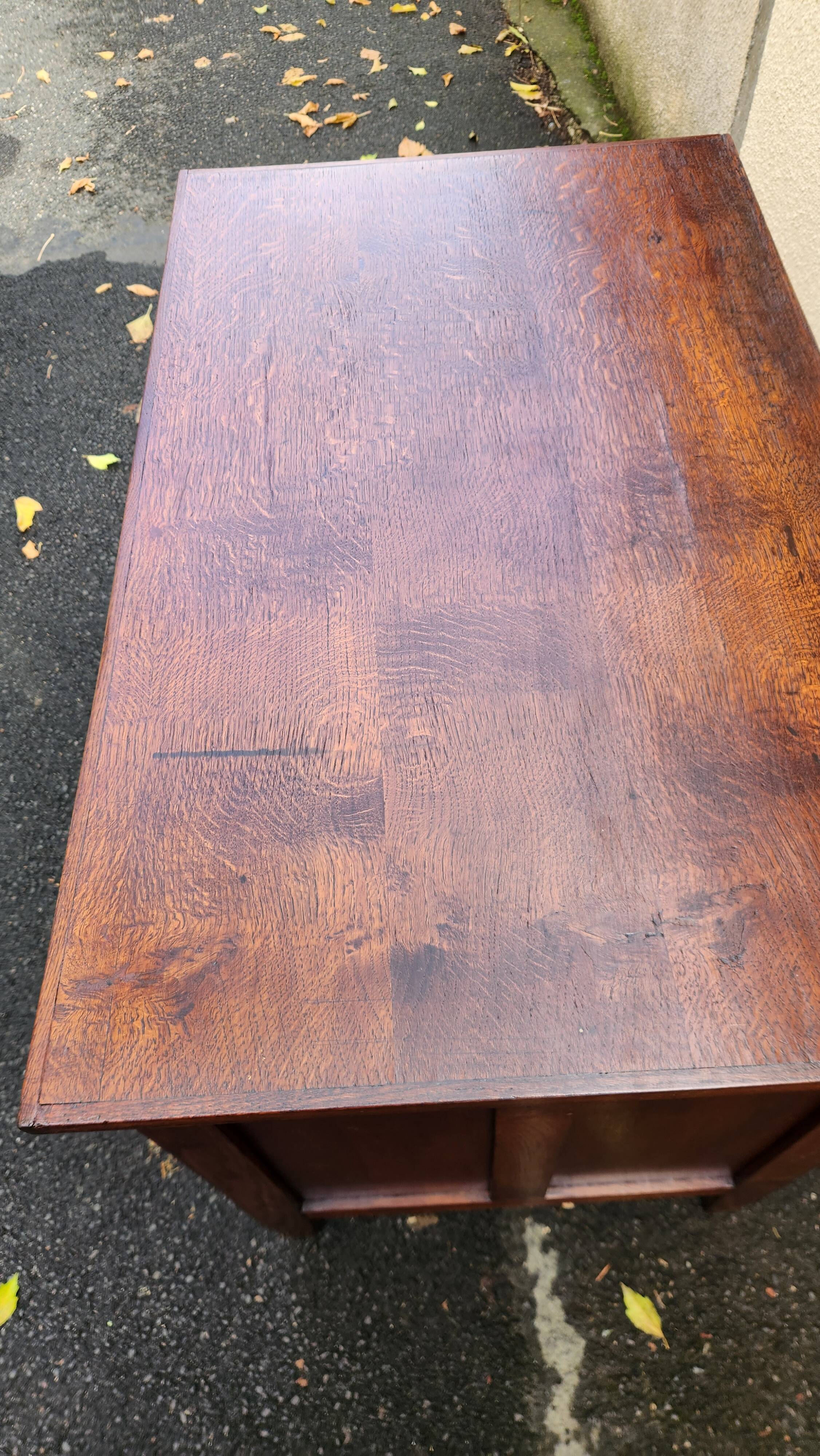 Beautiful 1940s beechwood desk with drop-leaf front