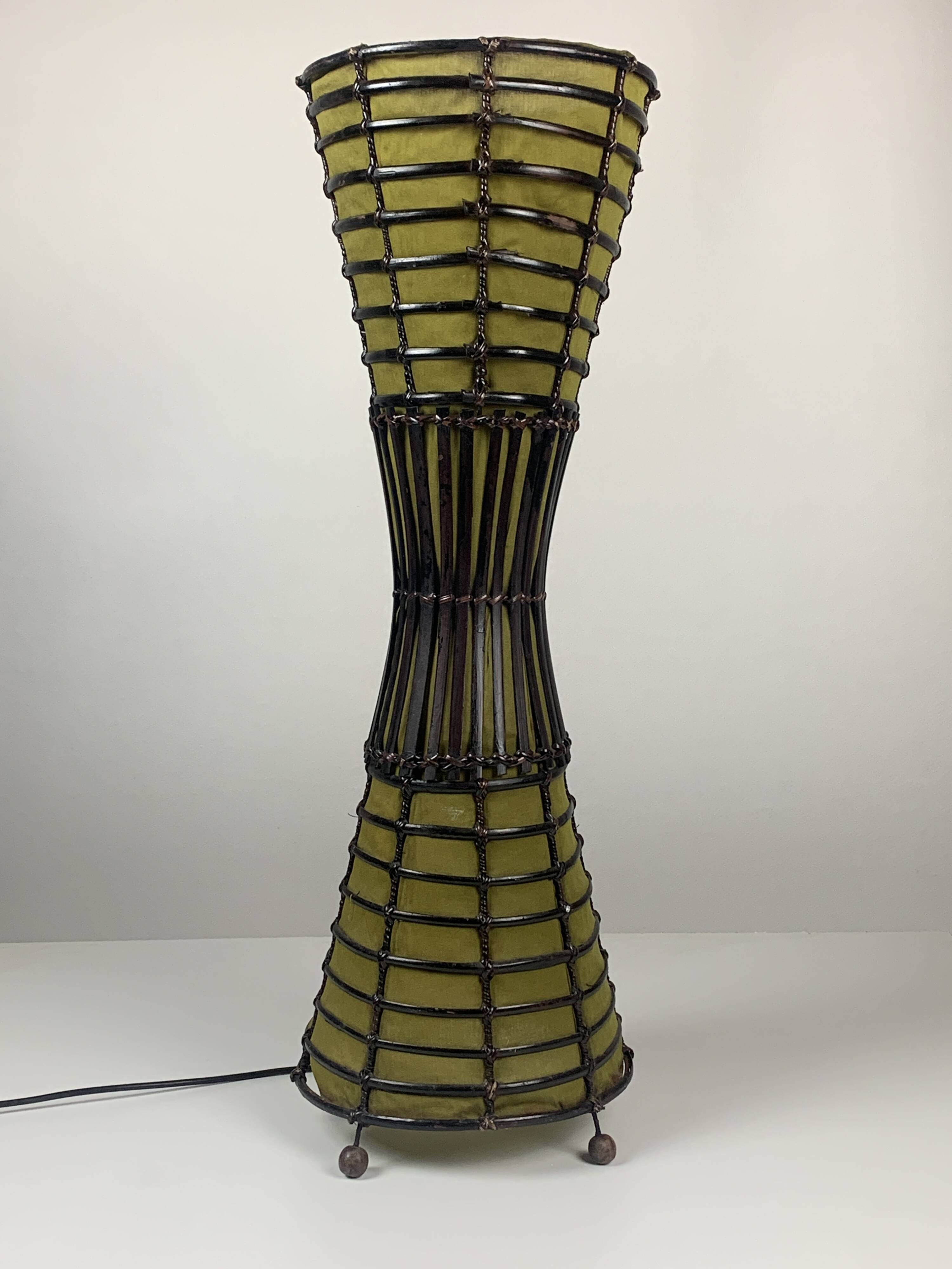 Bamboo and fabric floor lamp