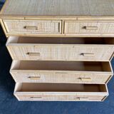 Chest of drawers in braided rattan with 5 drawers
