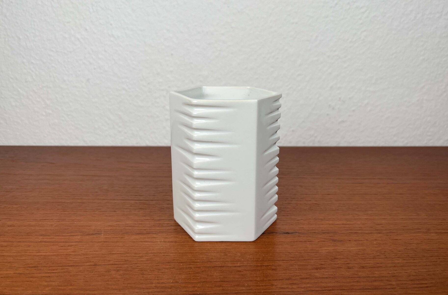 Vintage German white porcelain vase, 1980s.