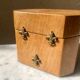 Jewelry box french craft work vintage 60 oak blond lily flower