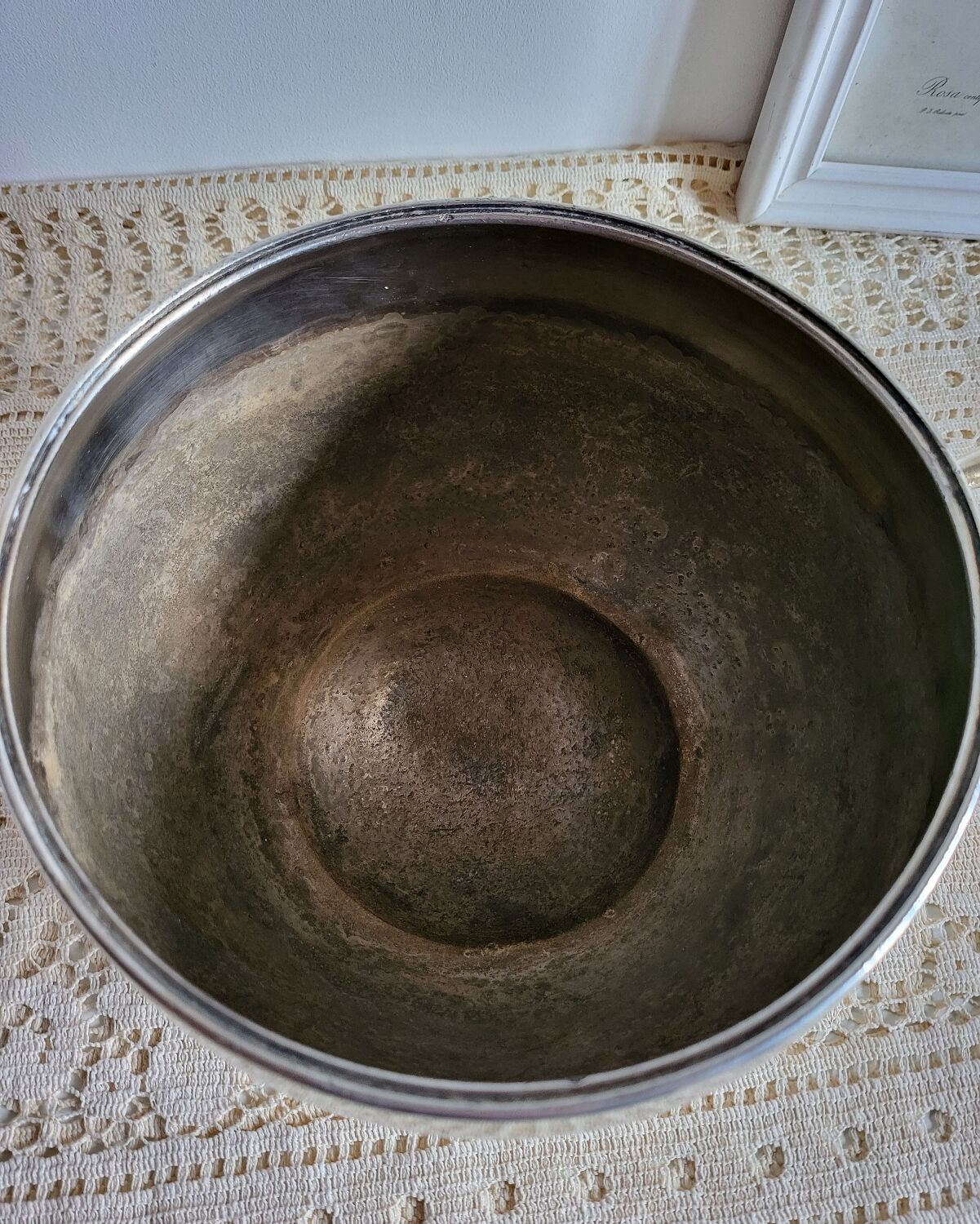 Silver-plated metal planter pot