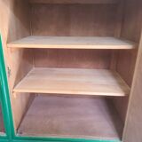 Ancien bahut buffet Meuble rangement vert bois et bambou vintage
