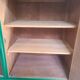 Old sideboard buffet Green wood and bamboo vintage storage unit