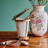 Lampe en laiton et porcelaine années 50