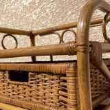 Cabinet with vintage rattan drawers