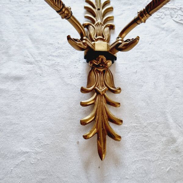 Paire d'appliques murales de style Empire en bronze doré et vert Empire, mi