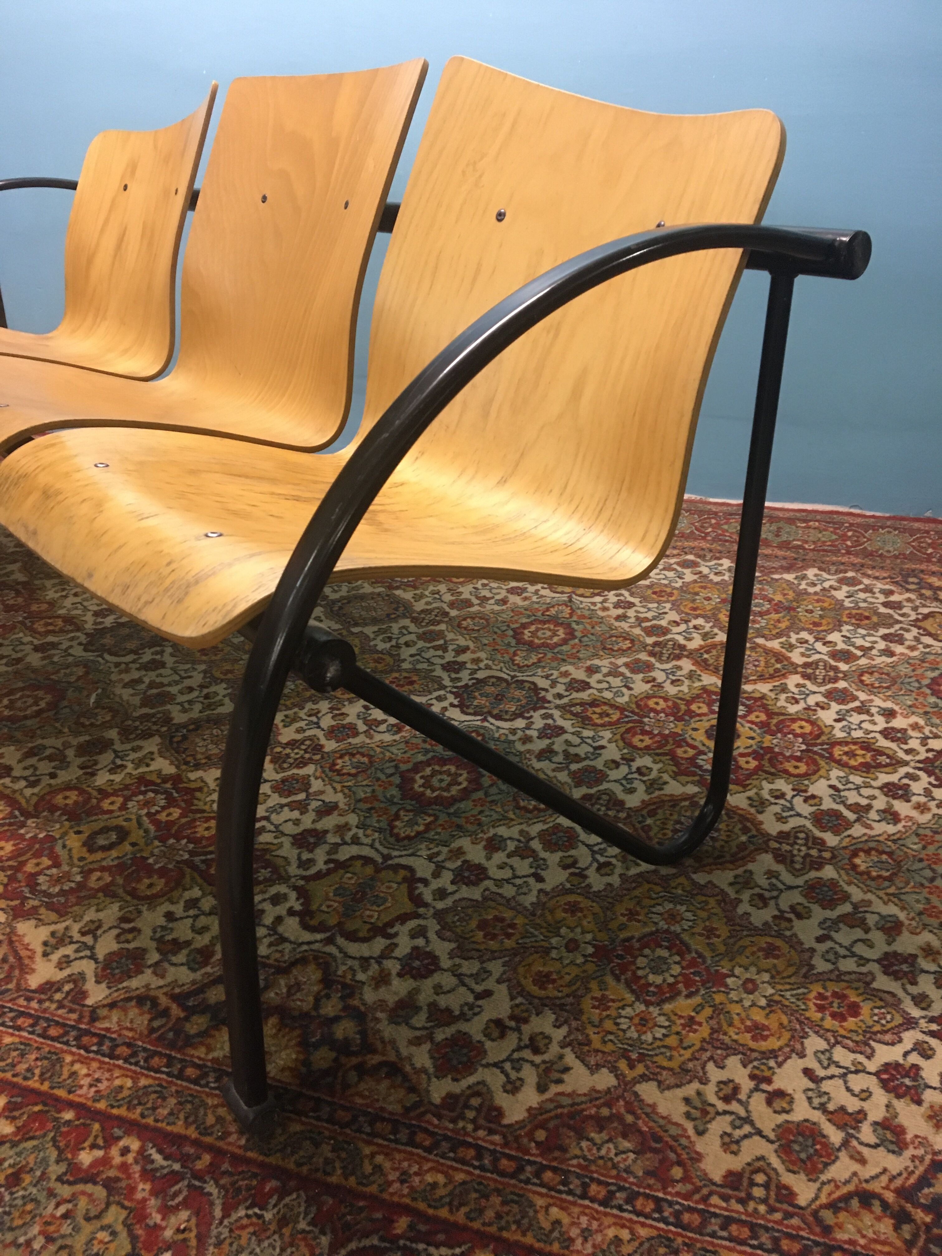 Wooden and metal bench 80s