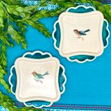 Dessert service in Petits Oiseaux slip, 9 plates