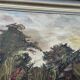 Painting, oil on canvas signed, forest landscape with horsemen