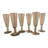 6 antique champagne flutes with cut sides