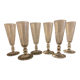 6 antique champagne flutes with cut sides
