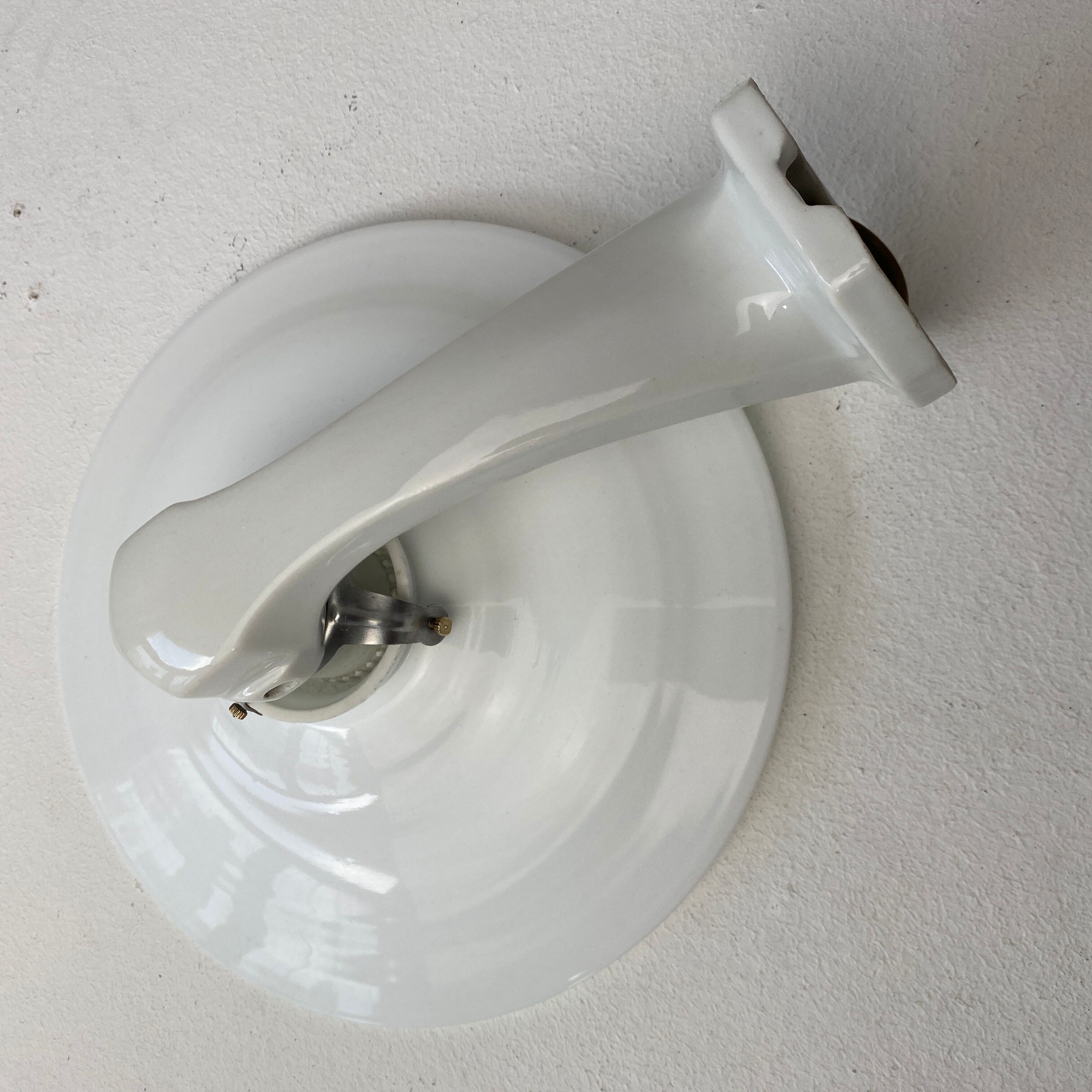 Old ceramic and opaline vintage wall lamp