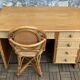 Vintage rattan and woven wicker desk 1970