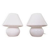 Paire de lampes champignon en verre de Murano, années 1970-80