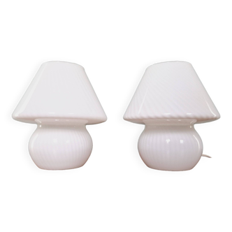 Paire de lampes champignon en verre de Murano, années 1970-80