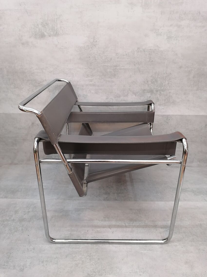 Fauteuil Wassily B3 de Marcel Breuer, années 1980, Italie | Selency