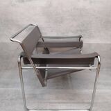 Marcel Breuer Wassily  grey leather B3 Chairs 1980s Italy