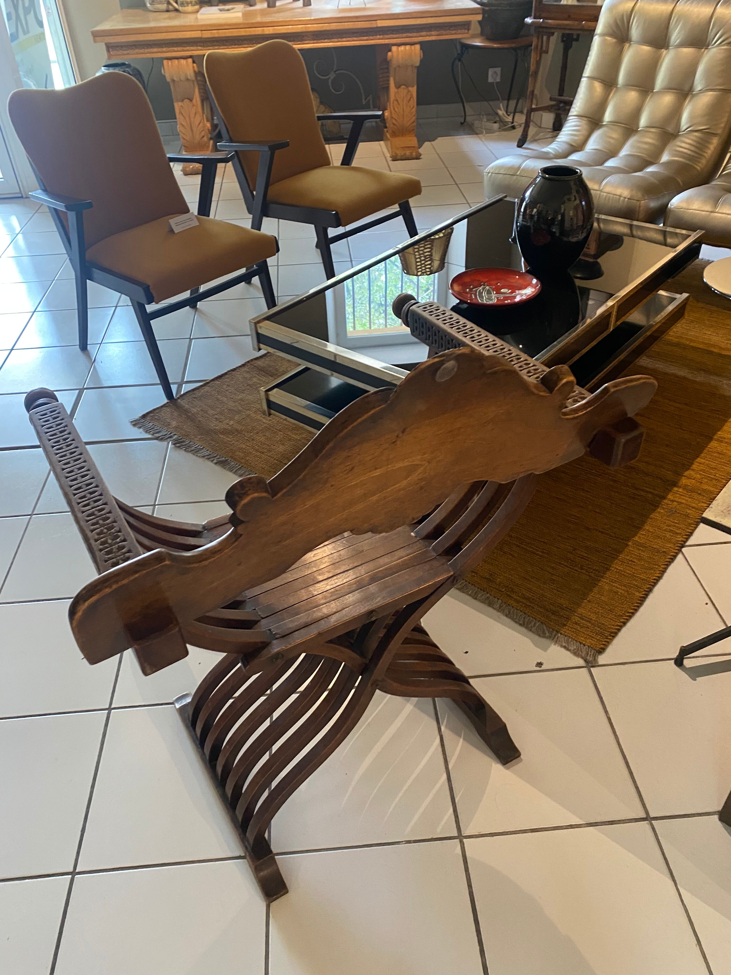 Wooden curule armchair 1880