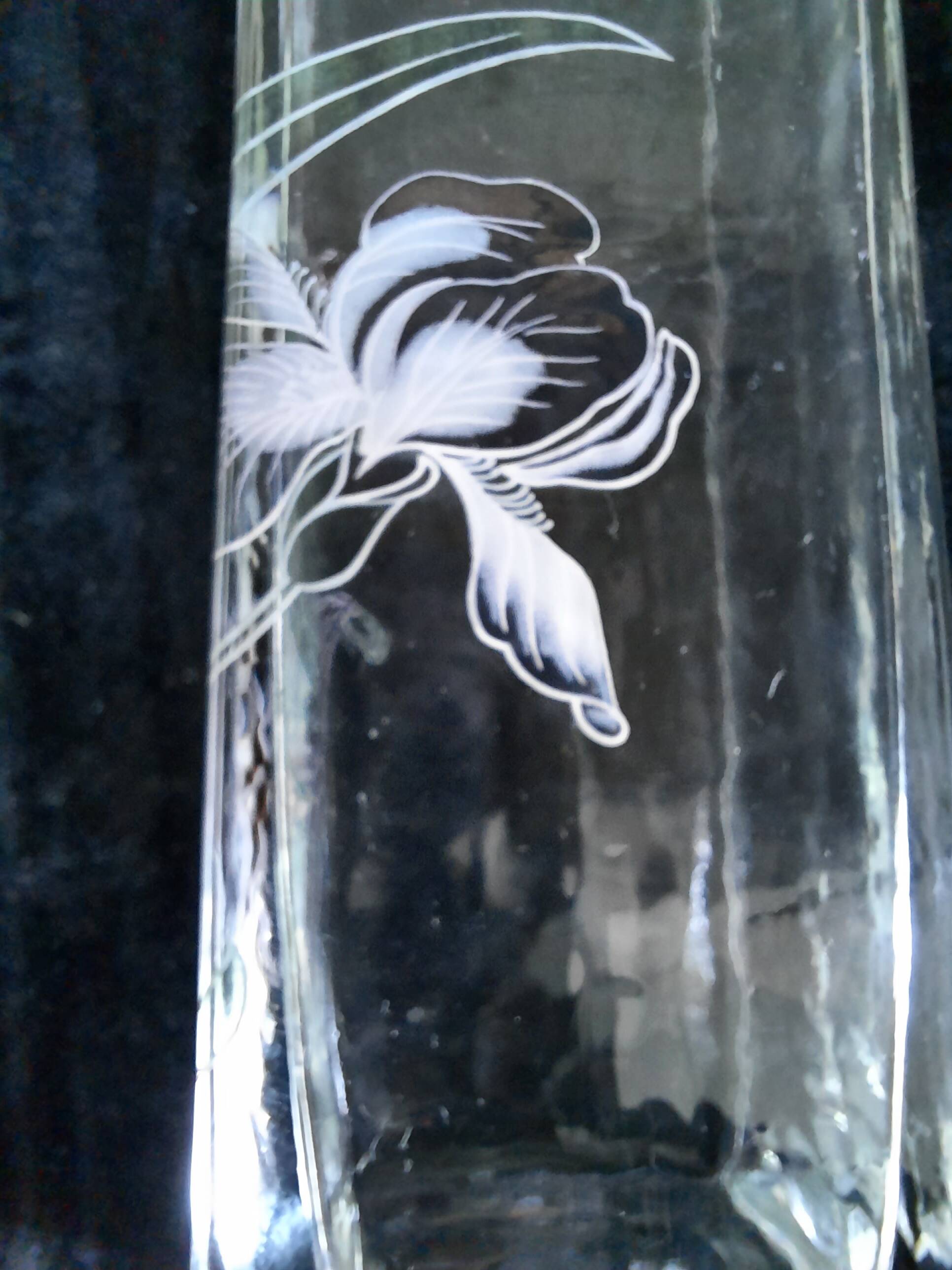 Small square glass soliflore vase - Floral iris decoration - H 19 cm