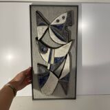 abstract sculpture / Frans Tuinstra / cubist ceramic bas-relief, 1972