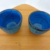 Italian Rimini Blue Ceramic Cachepots by Aldo Londi for Bitossi, 1960s, Set of 2