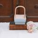 Vintage pink and blue ceramic basket vase
