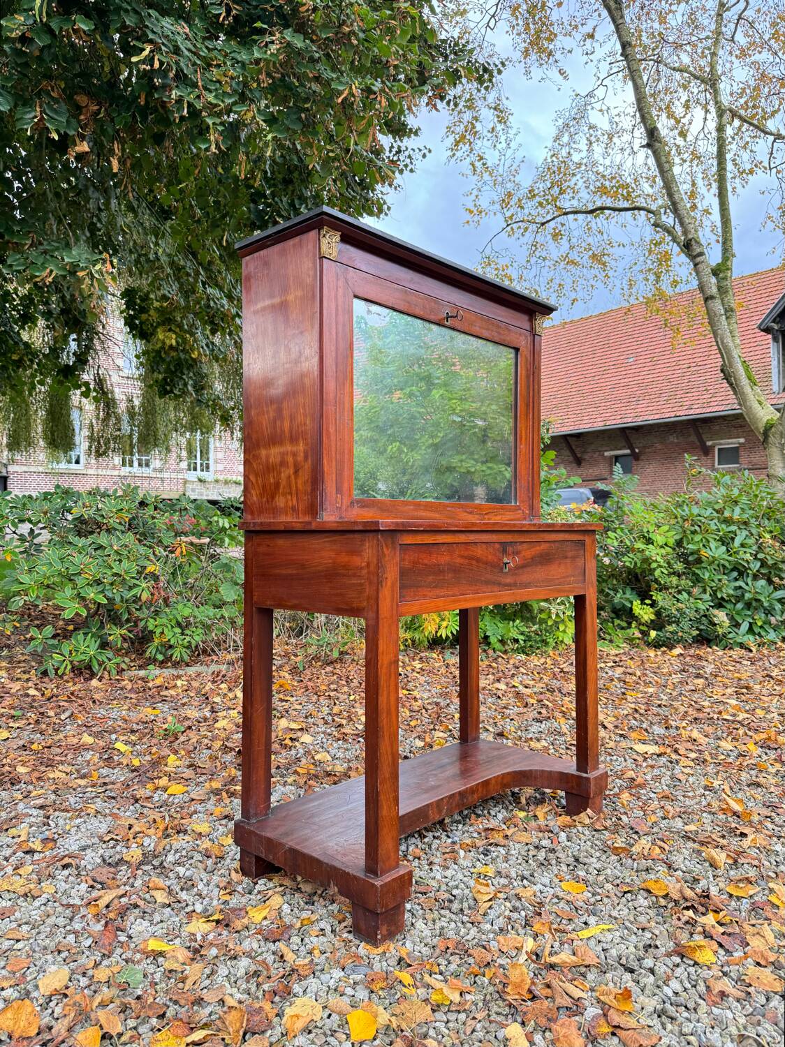 Bonheur Du Jour in Mahogany from the Empire Period, Early 19th Century
