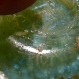 Vase en pate de verre annees 1970 decor abstrait signe Biot monogramme g r