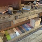 Raw oak carpenter's workbench