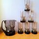 Smoked glass service, glass and carafe 1970