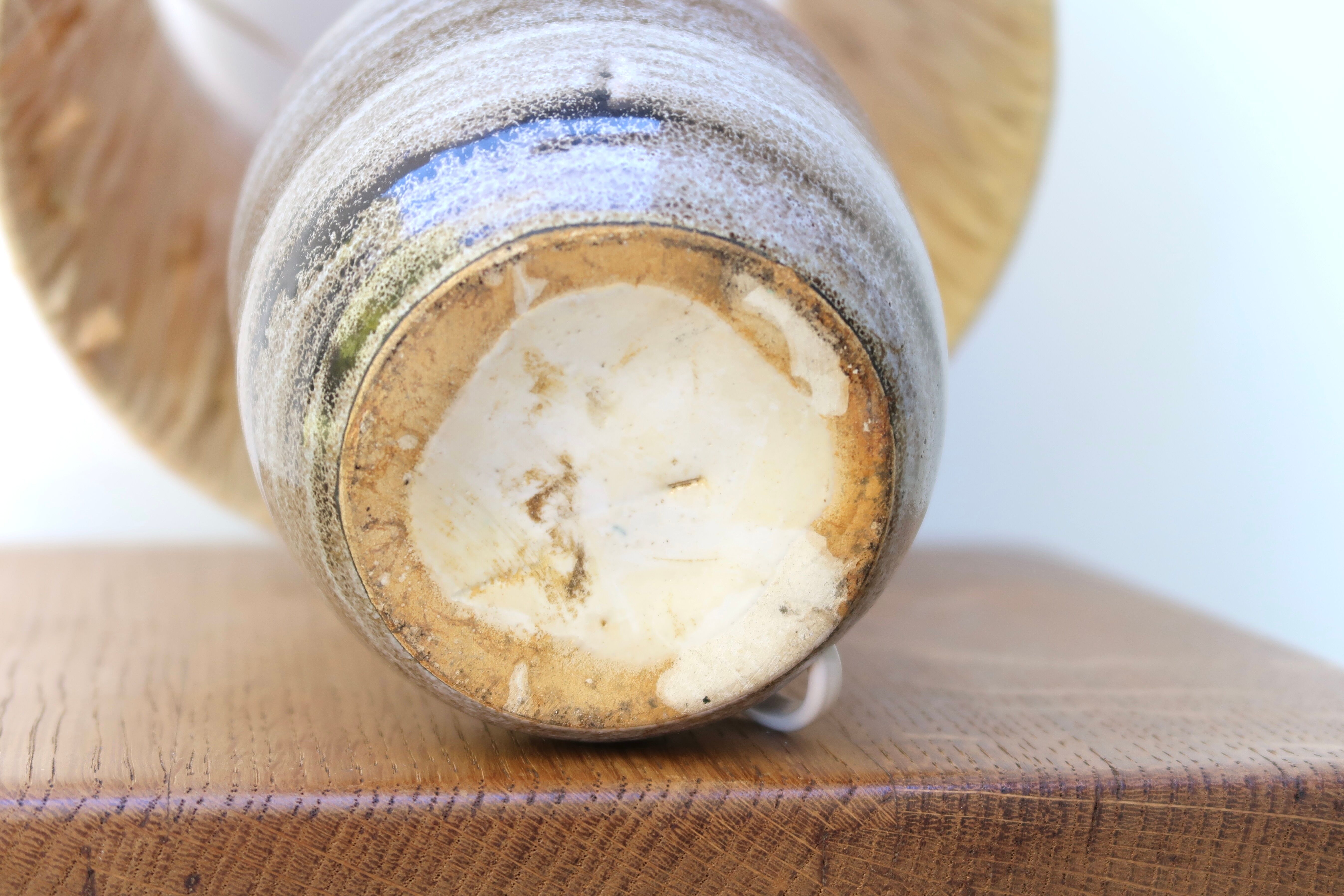 Ceramic lamp, raffia lampshade, 60s