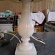 2 bedside lamps in white alabaster with lampshades.