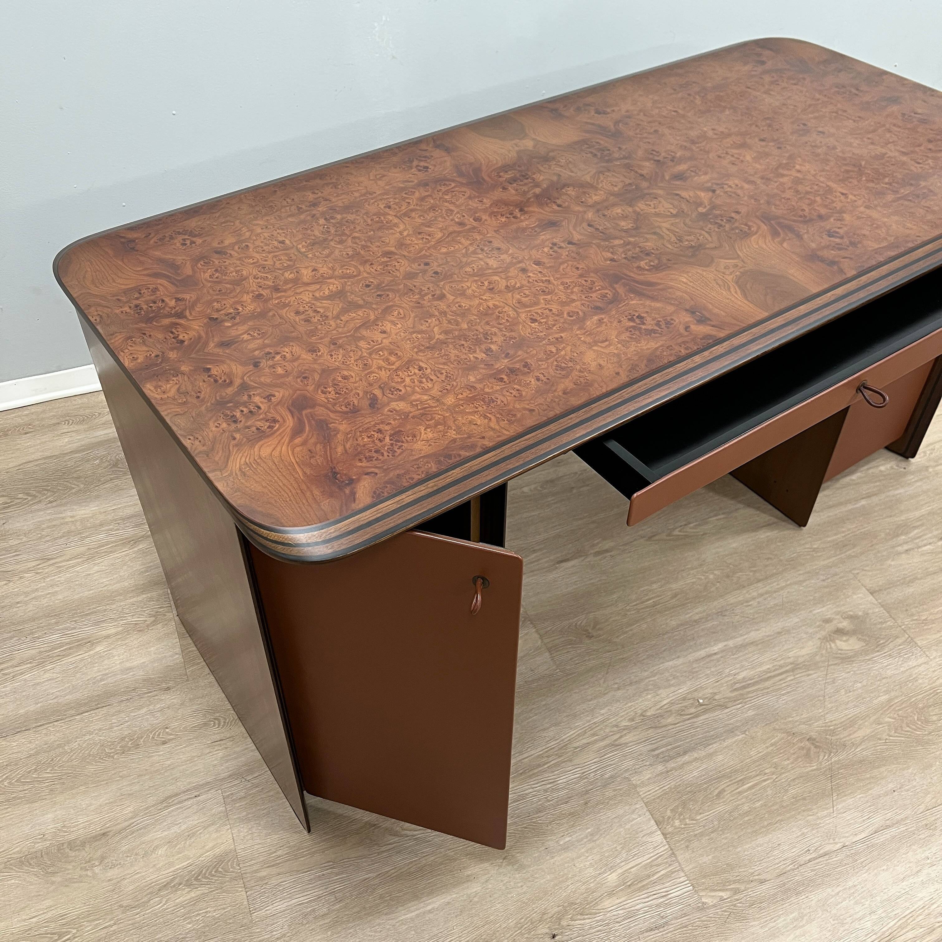 Afra & Tobia Scarpa "Artona" walnut burl Executive Desk for Maxalto 1975