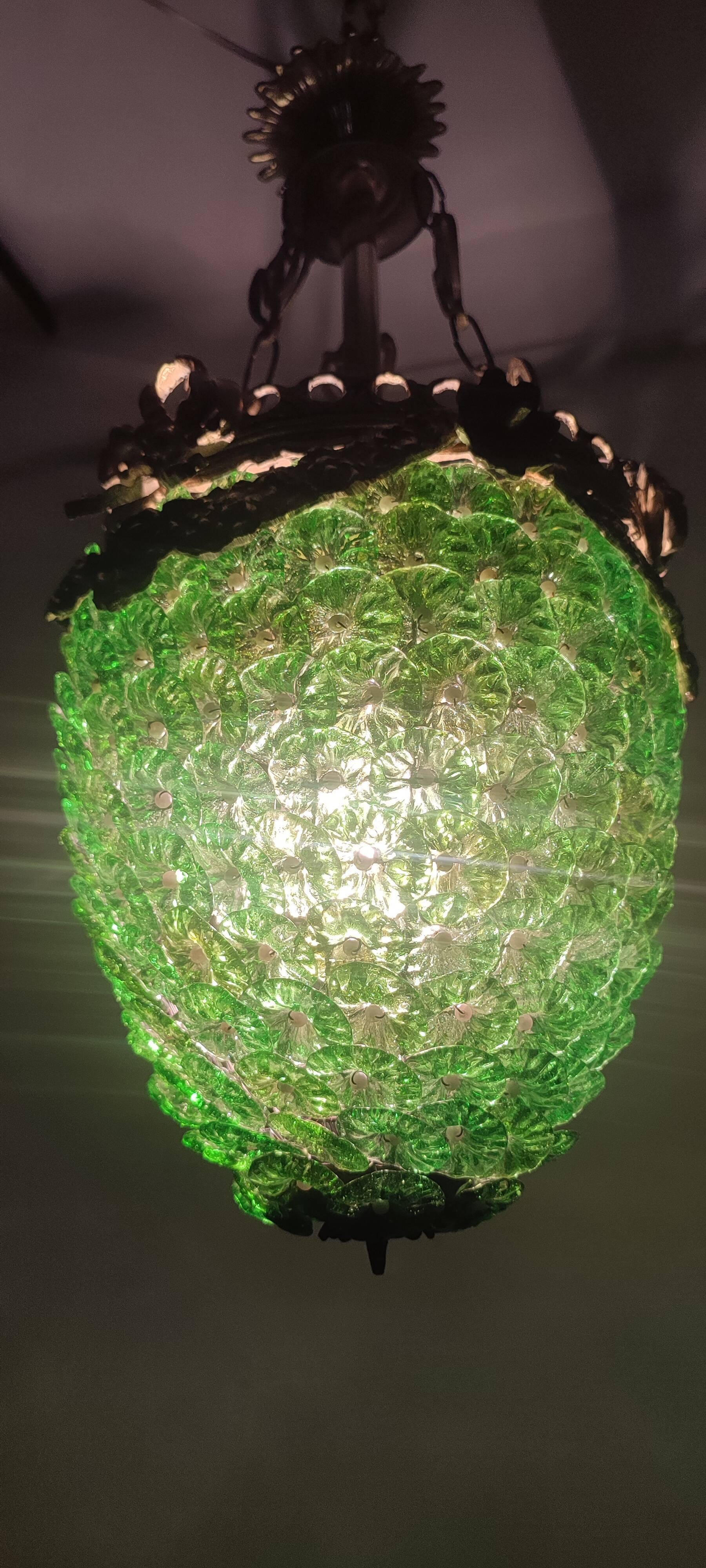 Ceiling lamp with Murano glass flowers. Italy, 1960s