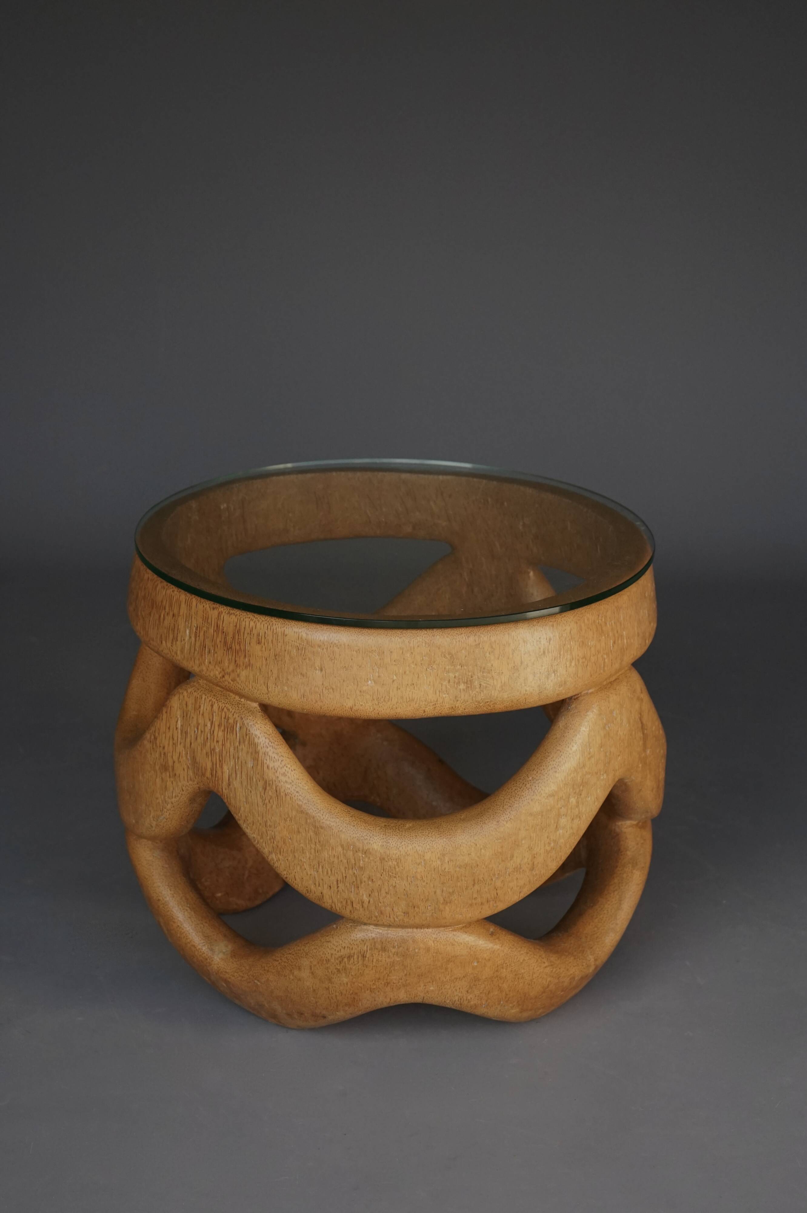 Organic Sculptural hand-crafted Palm Wood Coffee Table, 1970s