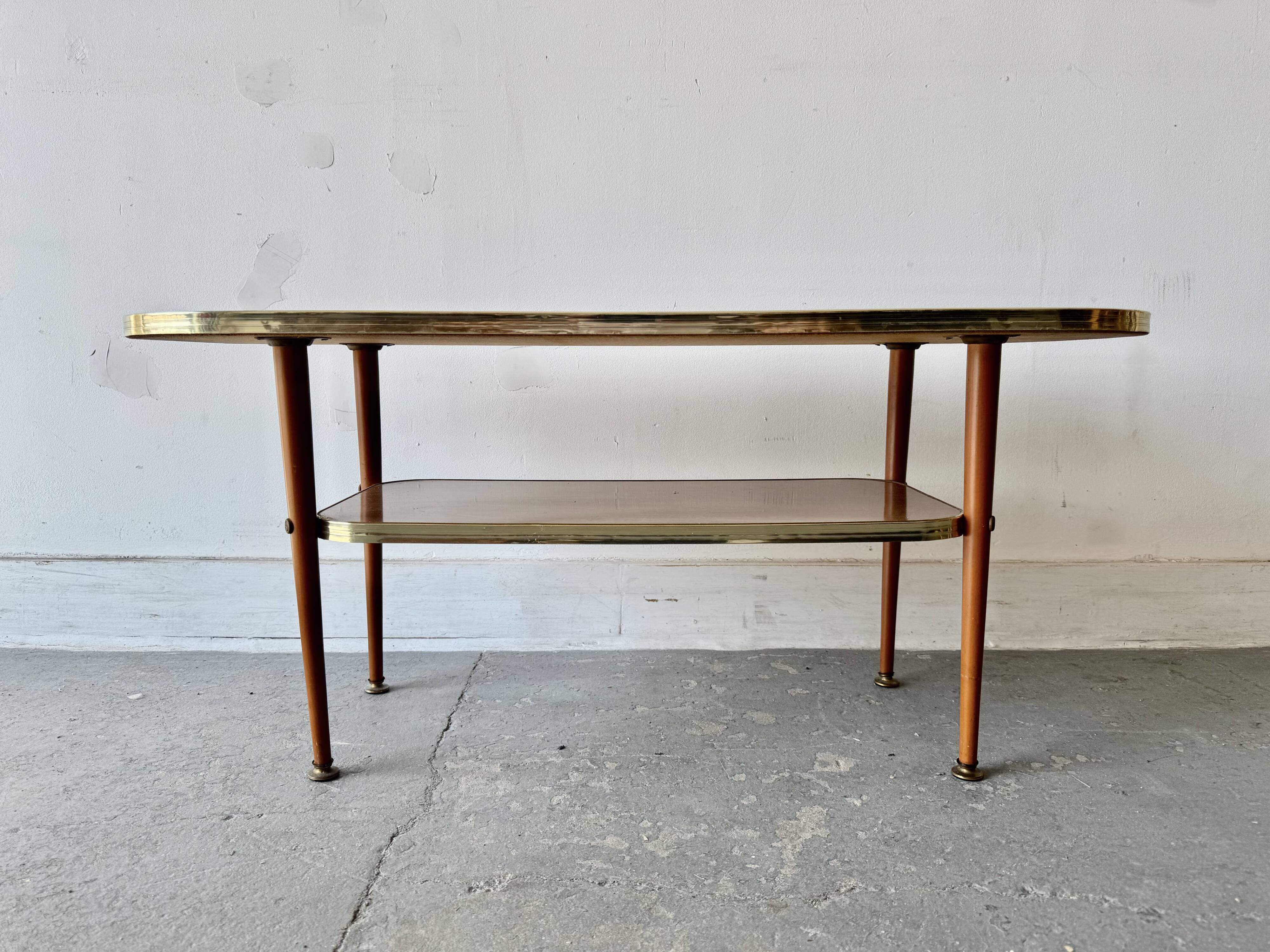 Mid-Century Formica Coffee Table with Lower Shelf